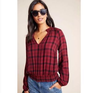 Cloth & Stone Sara Plaid Smocked Blouse